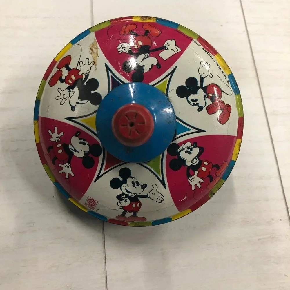 Vintage 1975 Chein Mickey Mouse Spinning Tin Top Walt Disney‎ Productions